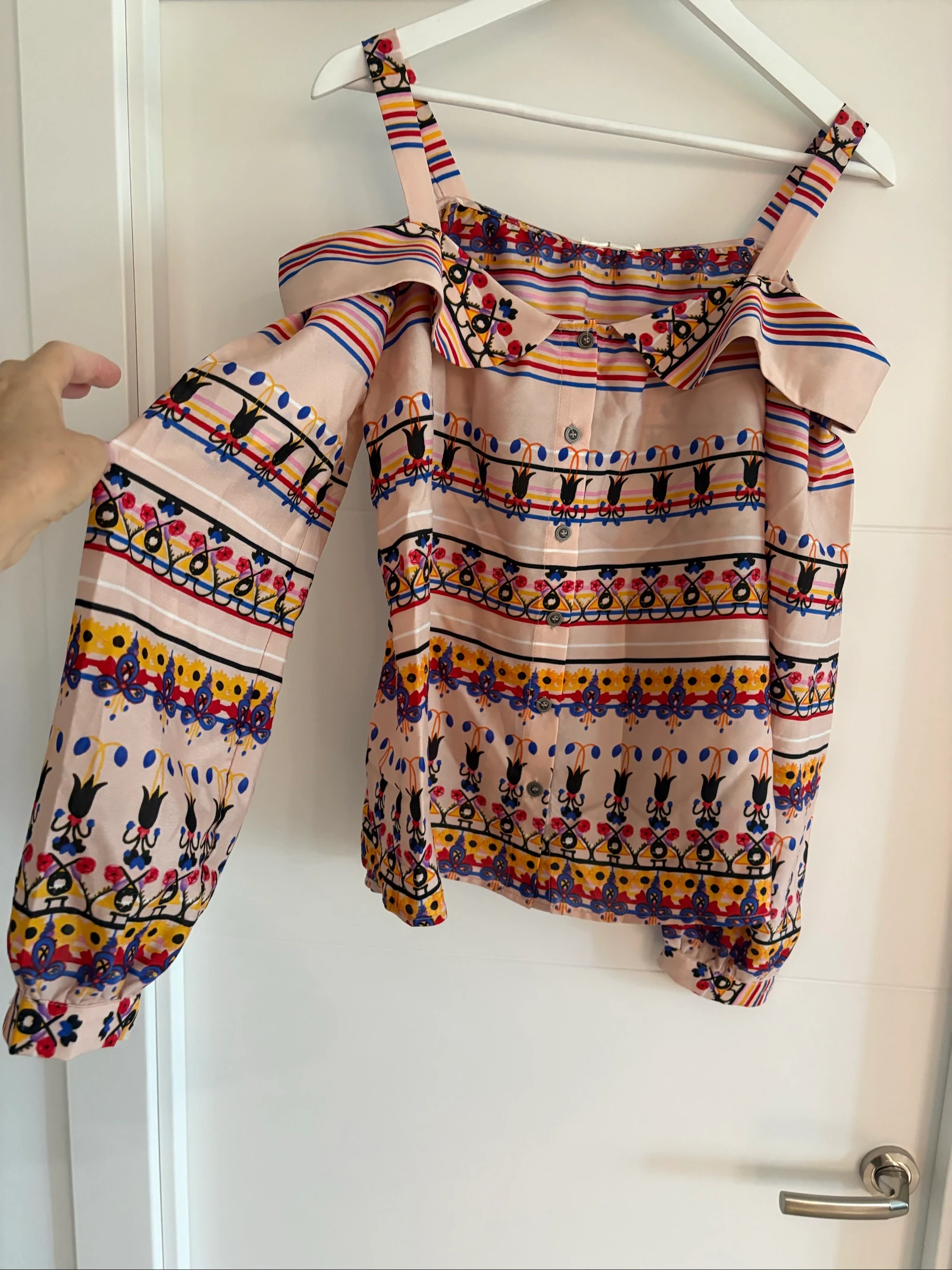 Bohémien chic Lavand schoudervrije blouse – Nieuw – photo 2